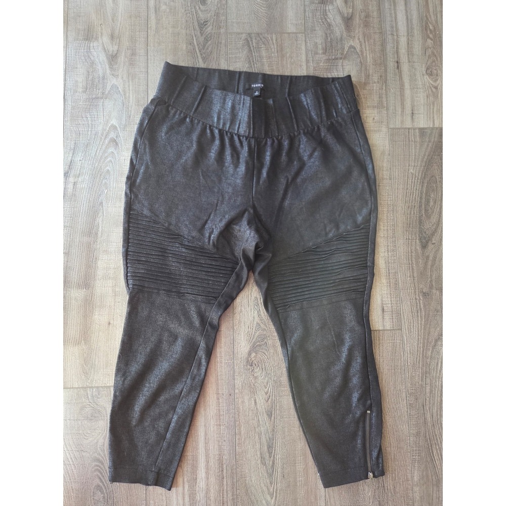 Torrid Pants Studio‎ Ponte Moto Slim Fix Pixie Motorcycle Black Size 2 Zip Ankle